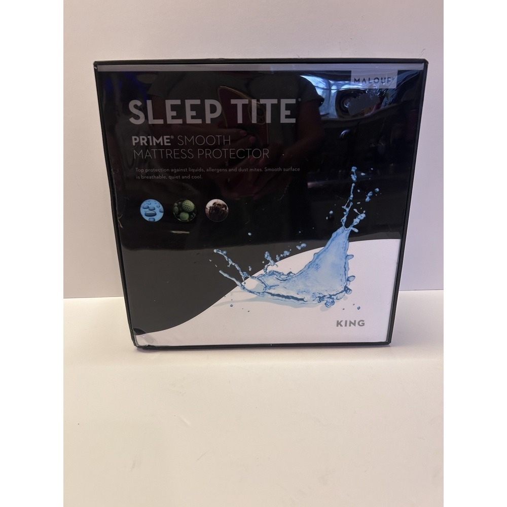 Malouf Sleep Tite Prime Smooth Mattress Protector King White Waterproof SLPRSMKK